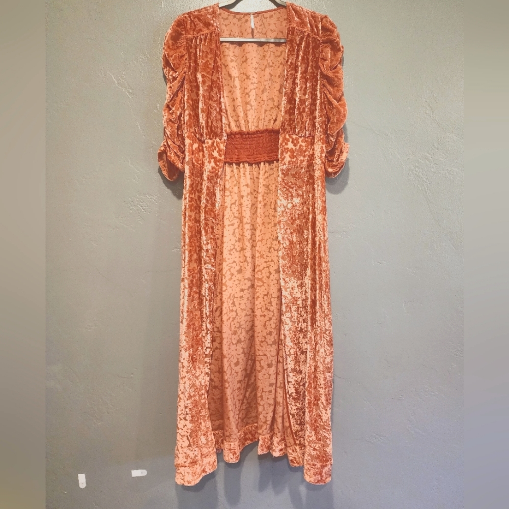 Free people pink velvet duster